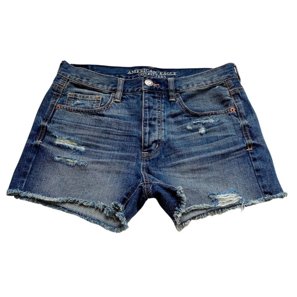 American Eagle Women Distressed Dark Denim Shorts Size 2